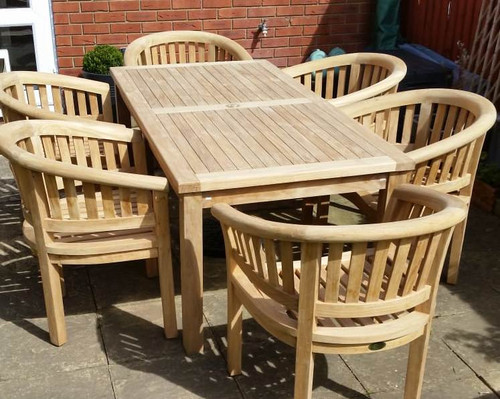 Providers of Southwold Rectangular Teak 180cm Table Set with Banana Arm Chairs UK