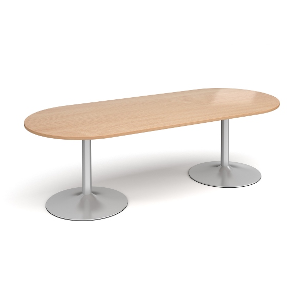 Trumpet Base Boardroom Table with Silver Legs 8 People - Beech