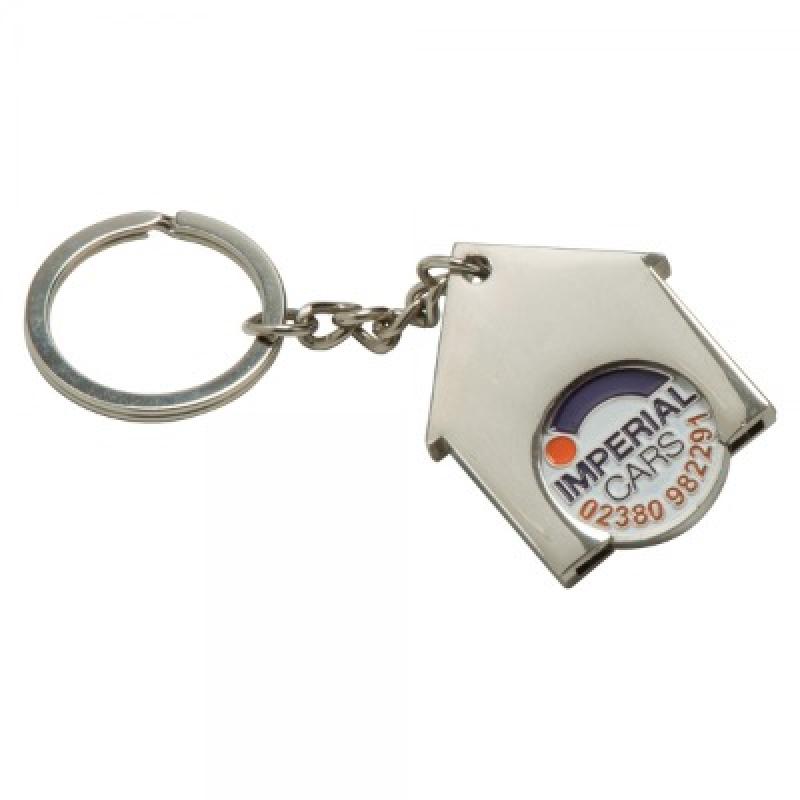 House Shaped Trolley Coin Keyring (Stamped Iron Soft Enamel Infill)