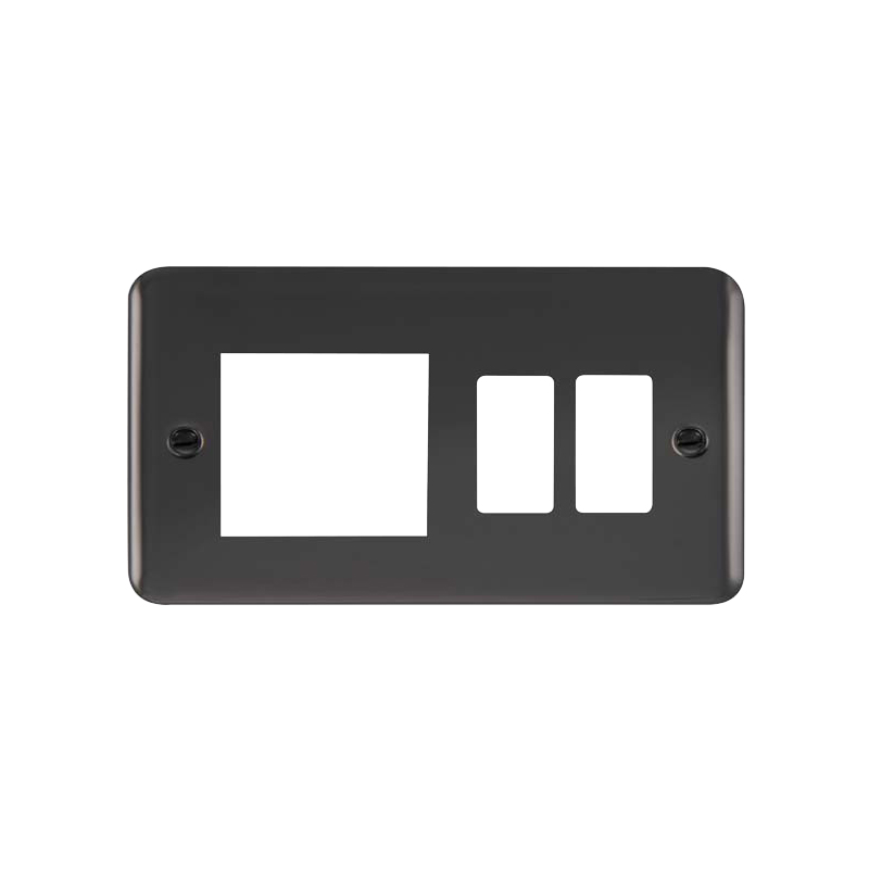 Click Deco Plus 2G GridPro Frontplate With Twin Aperture Black Nickel