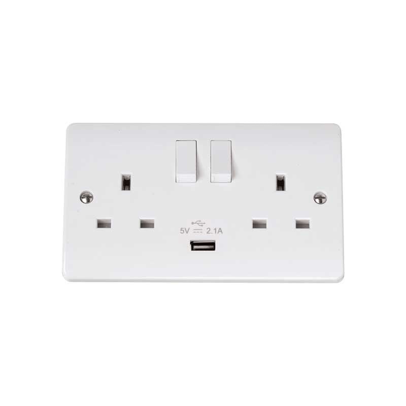 Click Mode 2 Gang USB Socket White PVC