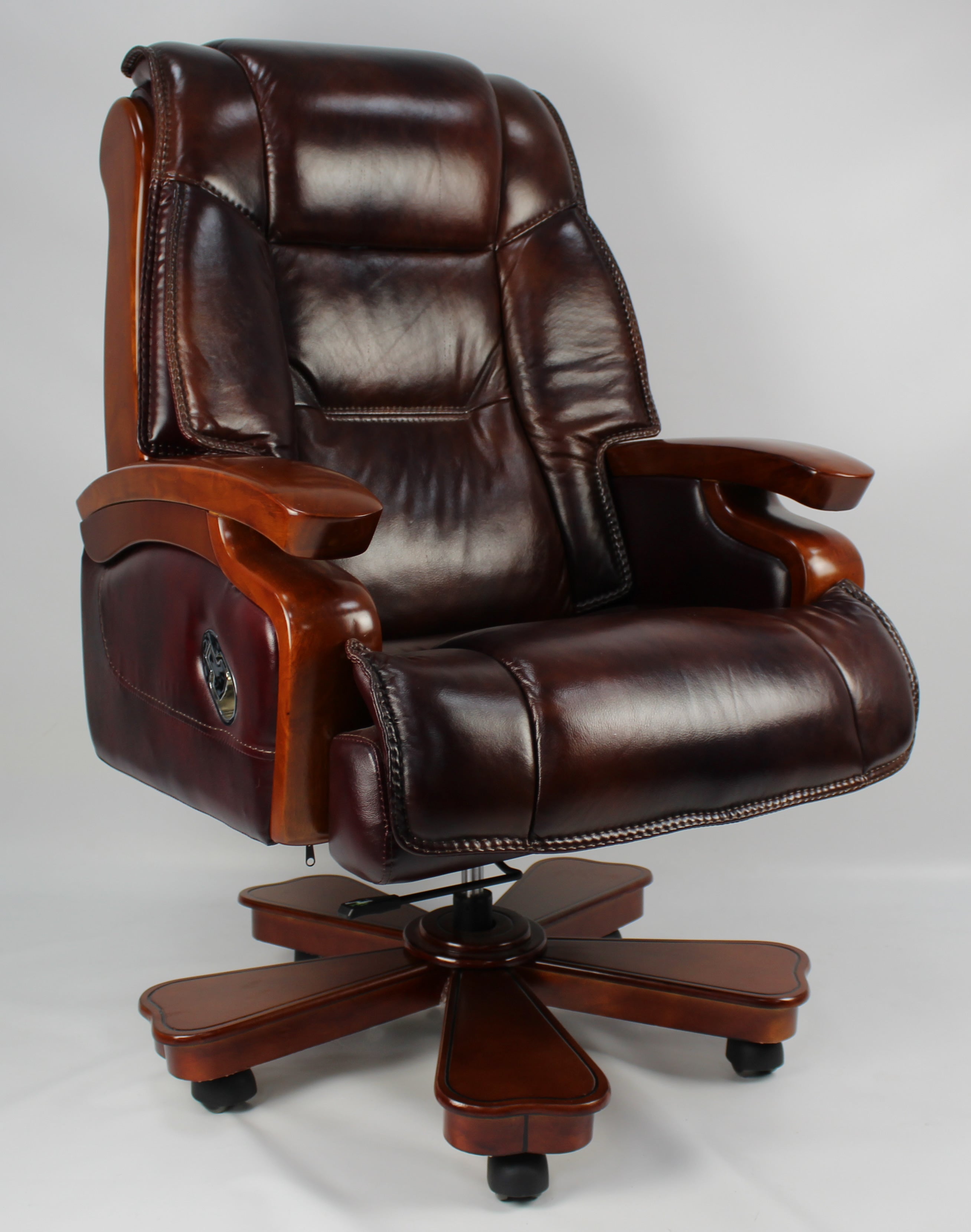 Real Italian Leather Burgundy Executive Office Chair - A771 UK