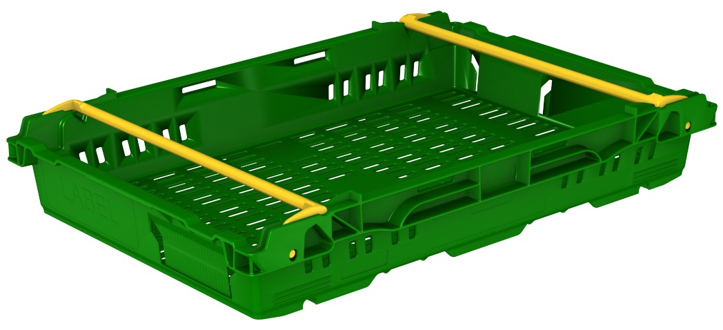 600x400x300 Attached Lidded Crate Green-Totes-Packs of 4 For Logistic Industry