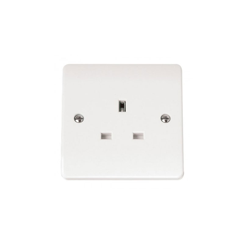 Click Unswitched Socket Twin Earth Terminals 13 Amp 1 Gang White PVC