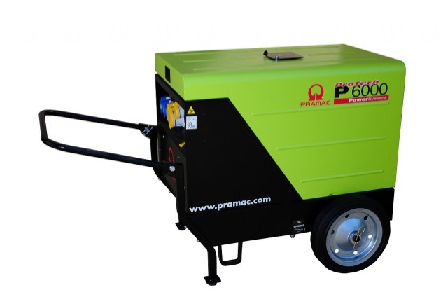 Pramac P6000 Electric Start Silent 230/110v Diesel Generator with wheel kit