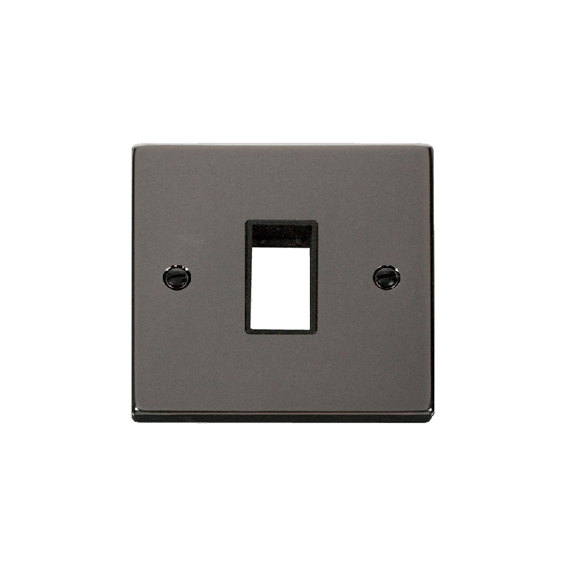 Click Deco 1 Gang MiniGrid Single Aperture Unfurnished Plate Black Nickel Black Inserts