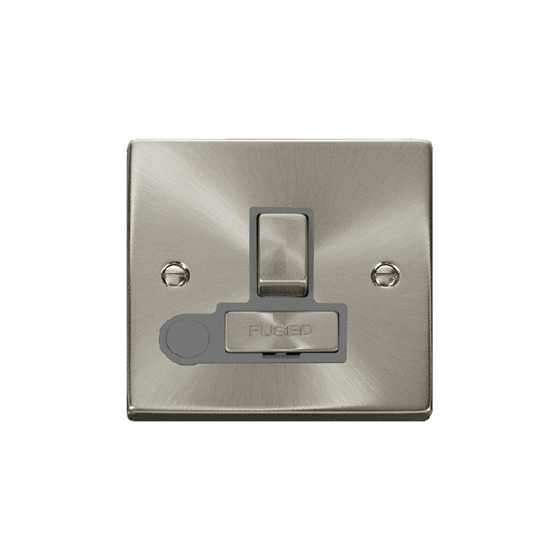 Click Deco 13A Fused 'Ingot' DP Switched Connection Unit With Flex Outlet Satin Chrome Insert Grey