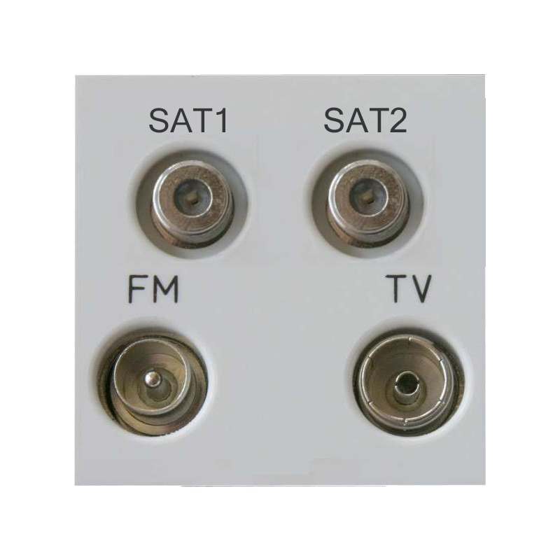Varilight Data Grid Quadplex Module TV/2xSAT/FM (+DAB) White