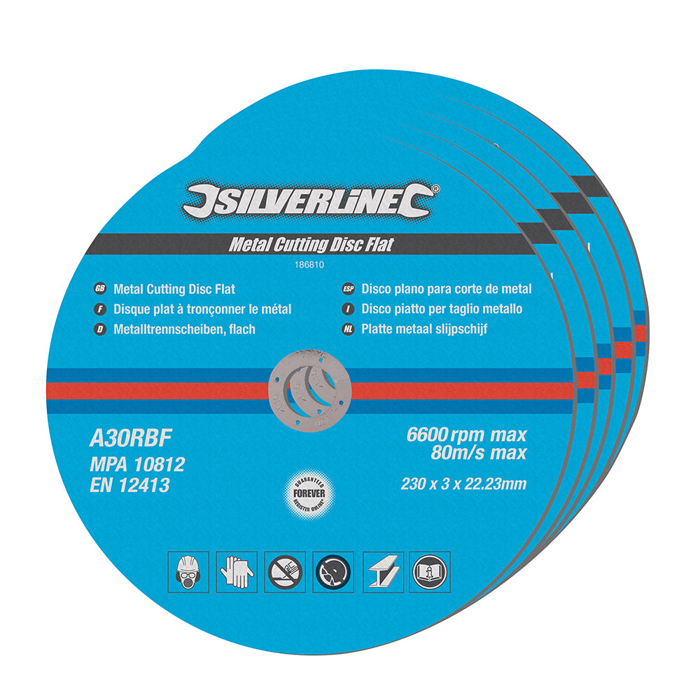 Silverline 186810 Metal Cutting Discs Flat 5pk 230 x 3 x 22.23mm