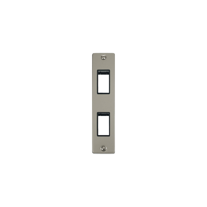 Click Deco 2G MiniGrid Double Aperture Unfurnished Architrave Plate Pearl Nickel Black Inserts