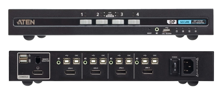 CS1184DP4C - Aten - 4-Port USB-B DisplayPort Secure KVM Switch, with CAC (PSD PP 4.0 Compliant)