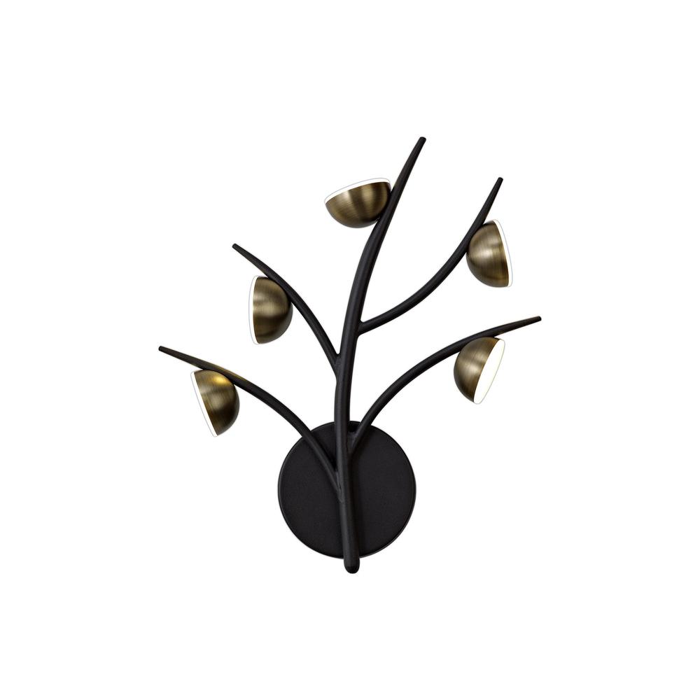 Luxuria *Grove 5 Light Wall Light 5x3W LED 3000K 825lm Black/Antique Brass