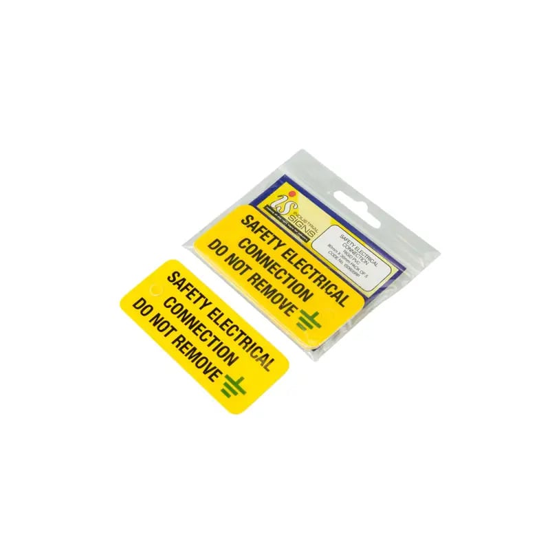 Industrial Signs Safety Electrical Connection Label 80mm x 35mm (Pack of 5)