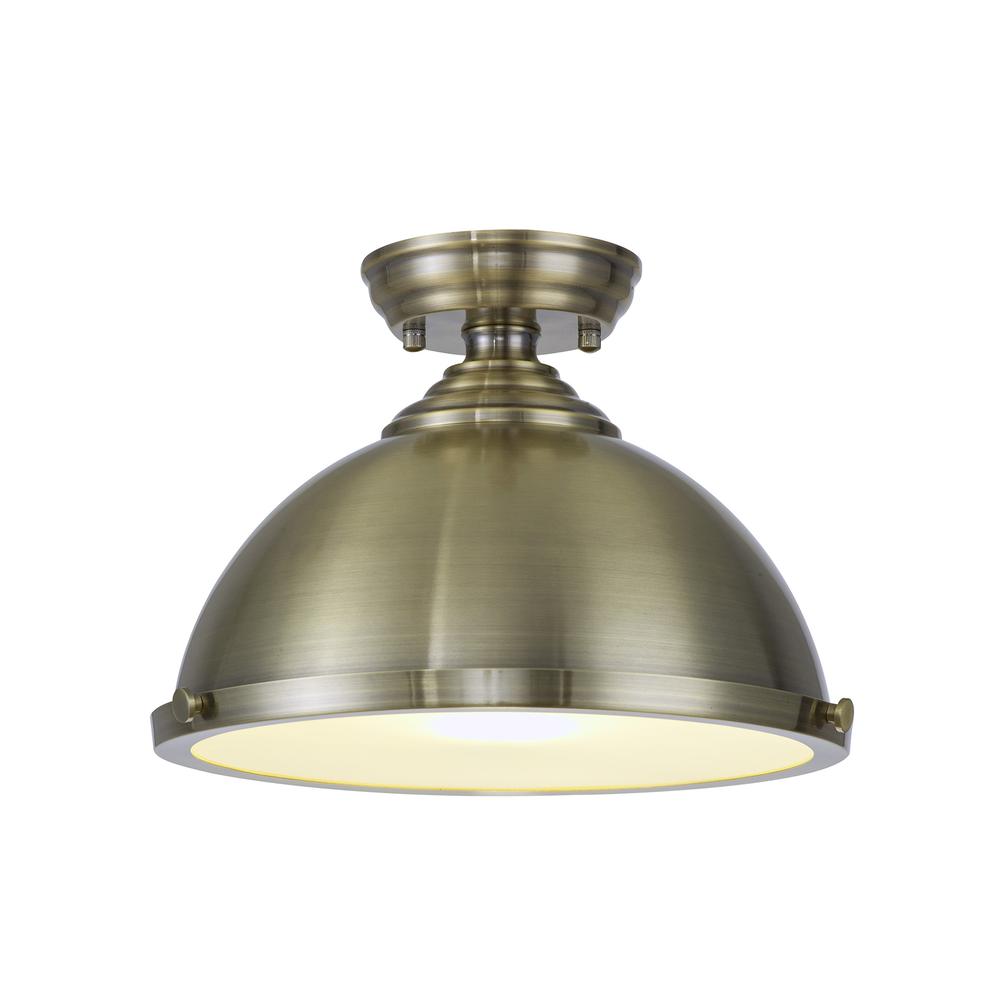 Luxuria Serena 31cm Flush Ceiling Fitting E27 Antique Brass / Frosted Glass