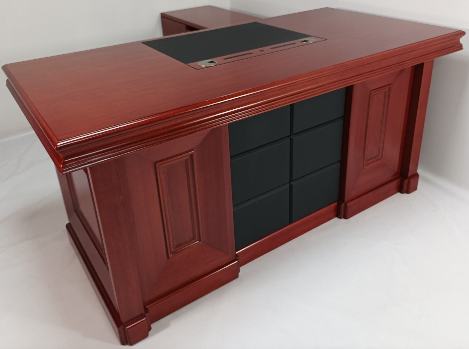 Real Wood Veneer Mahogany Executive Office Desk with Pedestal and Return - HSN-2018 Near Me