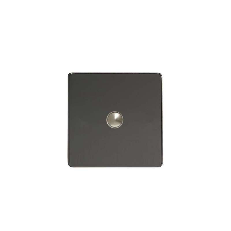 Varilight Screw Less Flat Plate 1G Push Switch Iridium Black