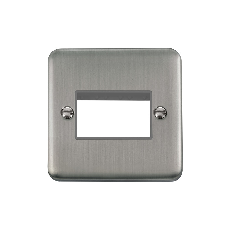 Click Deco Plus MiniGrid 3 Aperture Face Plate Stainless Steel Grey Inserts