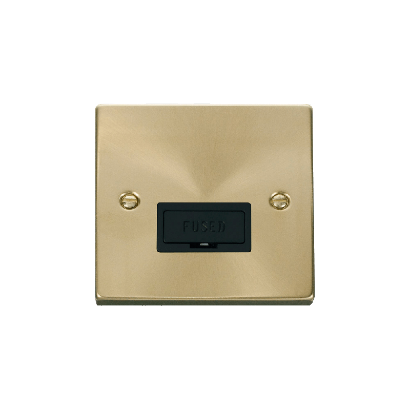 Click Deco 13A Fused Connection Unit Satin Brass Insert Black