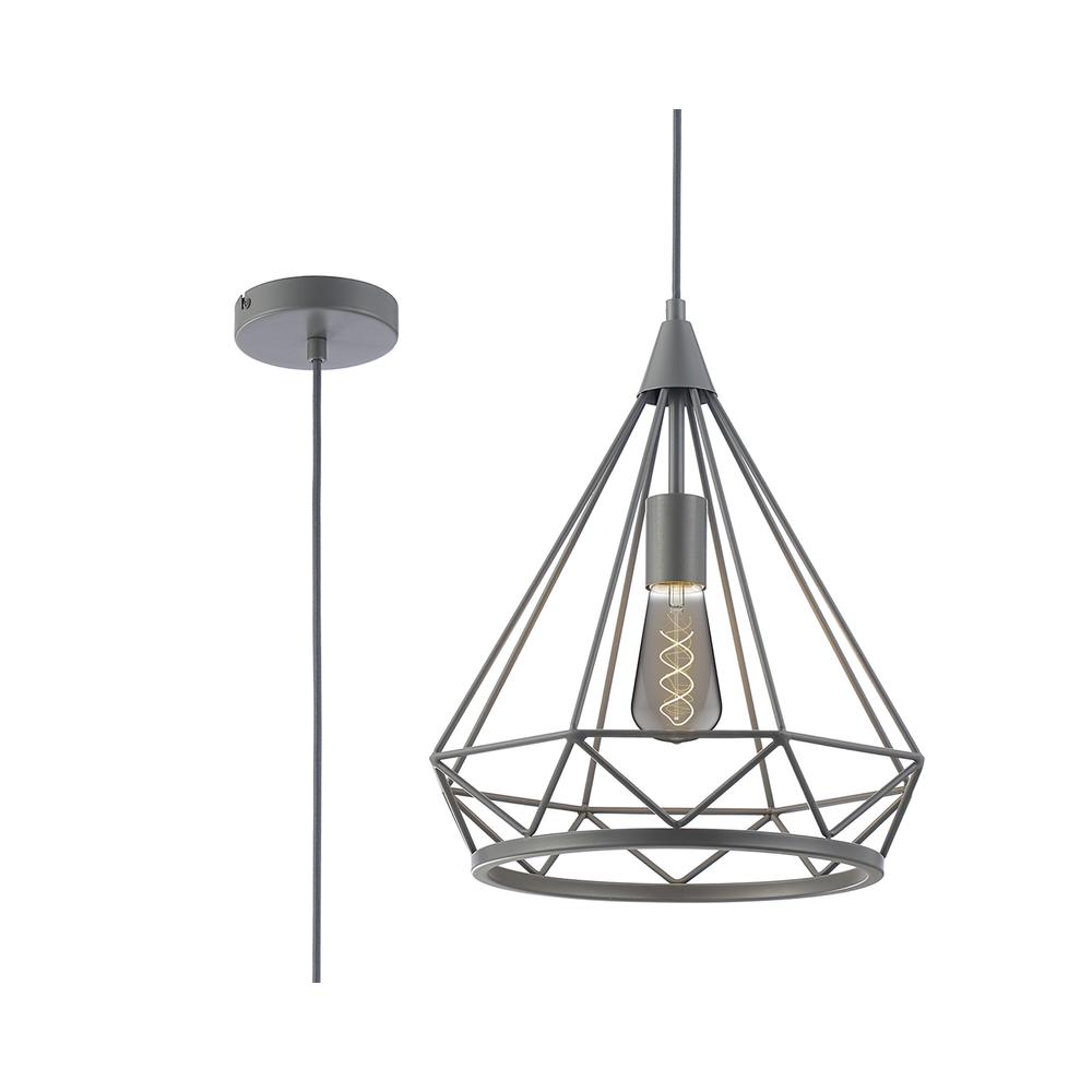 Luxuria Breeze 35cm Large Diamond Pendant Light E27 Matt Grey