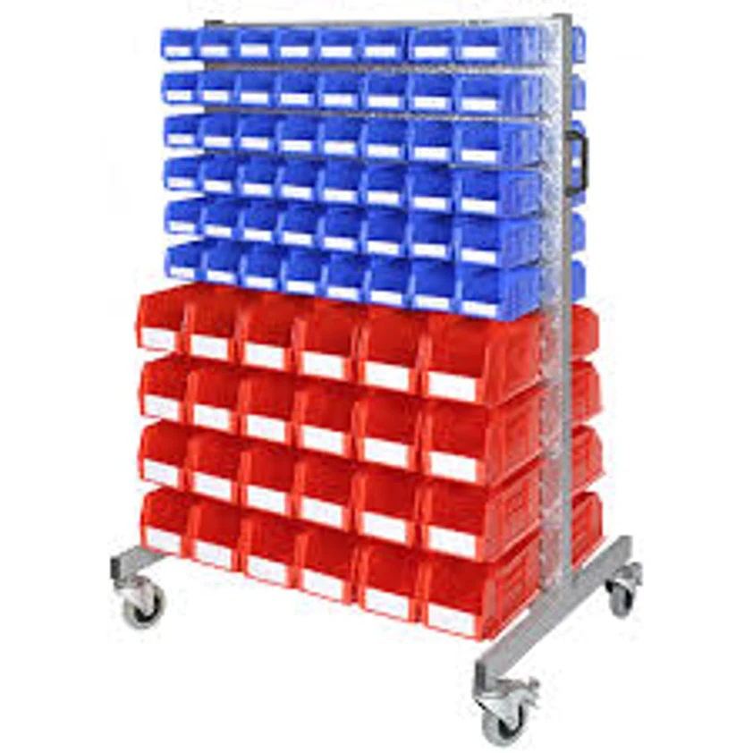 Louvre Double Sided Trolley with Bins (A) for Garages