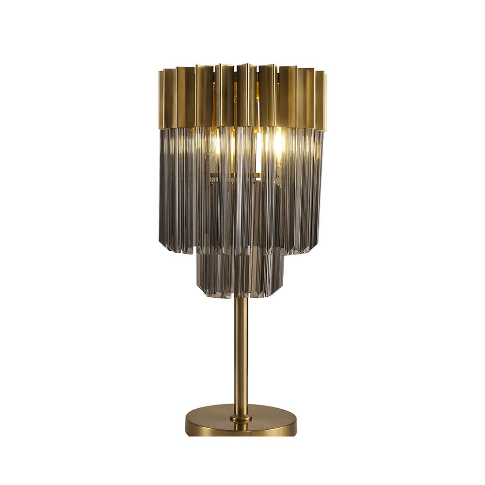 Luxuria Osiris 30xH65cm Table Lamp 3 Light E14 Brass / Smoke Sculpted Glass