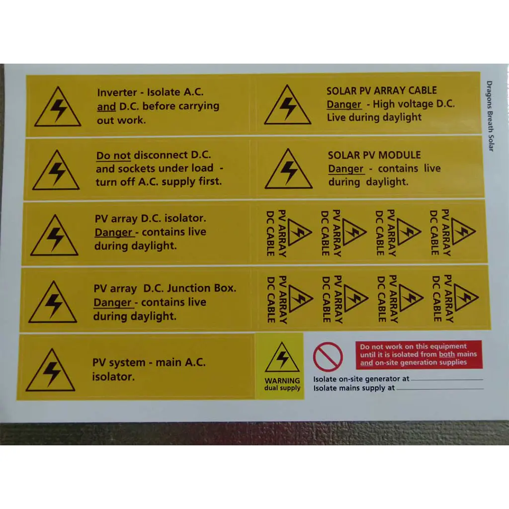 Solar Installation warning set