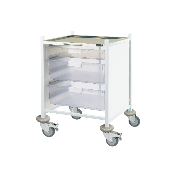 Vista 40 Clinical Trolley 1 Shallow and 2 Deep Trays - Blue