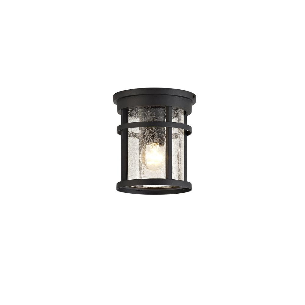 Luxuria Eos 16.2cm Ceiling E27 Black/Clear Crackled Glass IP54