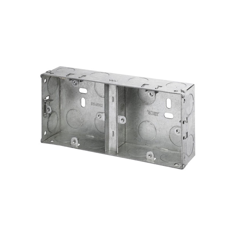 Click 1 + 1 Dual Accessory 35mm Deep Galvanised Steel K.O. Box