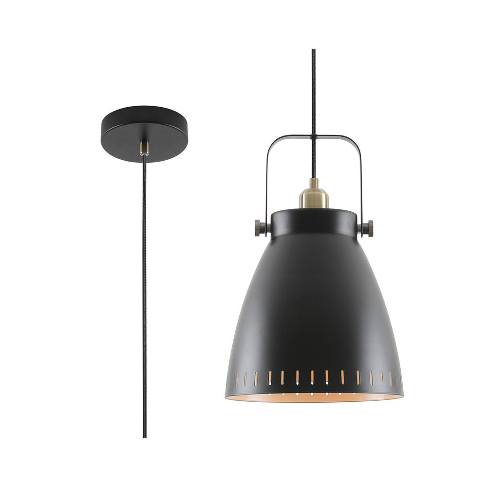 Luxuria Vita 26.5cm Large Pendant Light E27 Matt Black/Antique Brass/Khaki