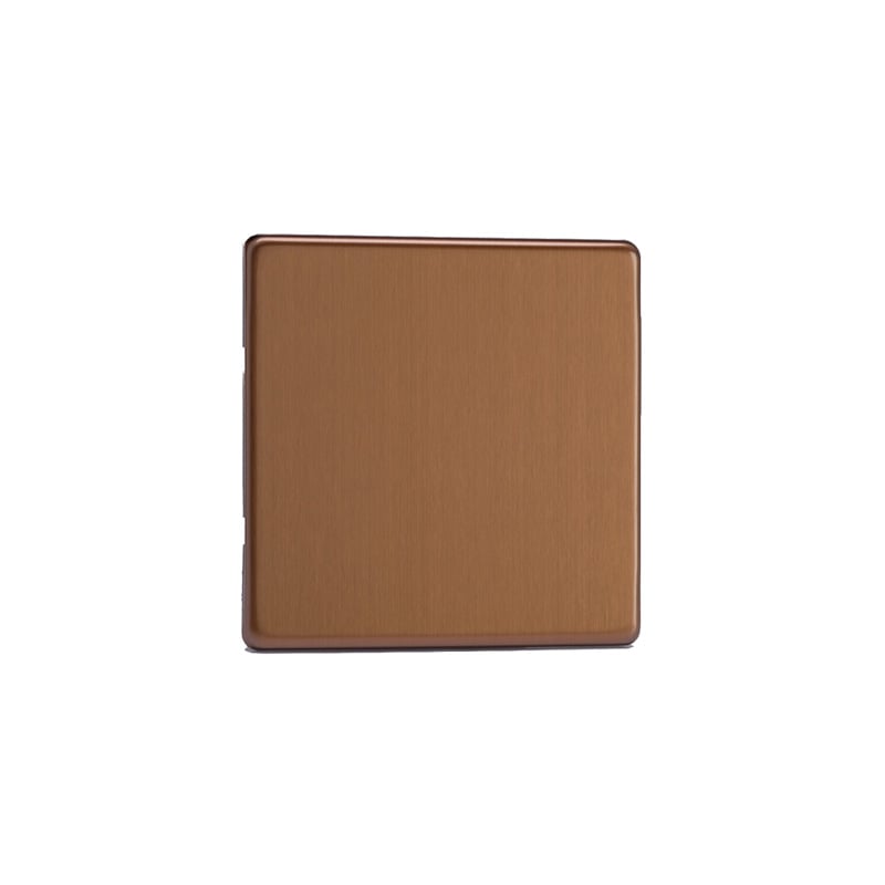 Varilight Urban Single Blank Plate Brushed Bronze Screw Less Plate