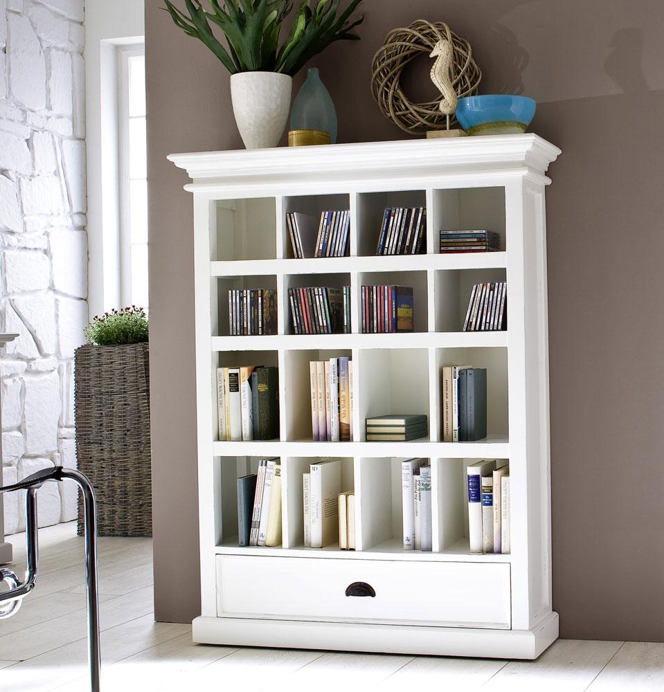 White Gloss 16 Compartment Bookcase - WH582 Huddersfield