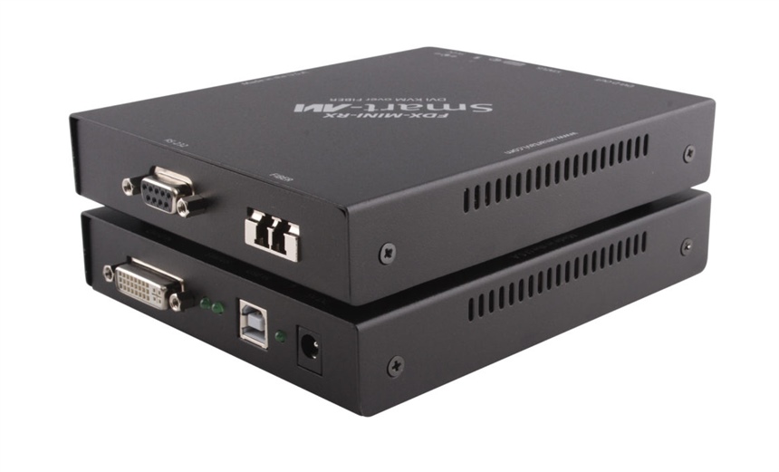 SmartAVI - FDX-MINI-S - DVI Video Extender: HD DVI-D, USB & RS-232 signals up to 1,400ft Fibre optic KVM Extender / multimode fibre cabling (FDX Mini)