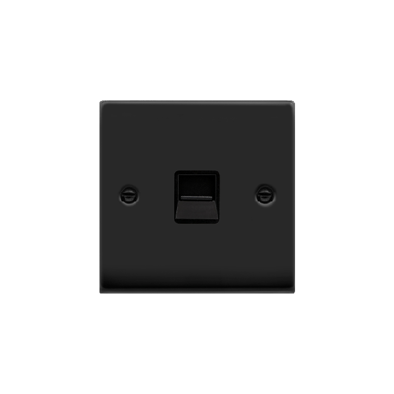 Click Deco Single Telephone Socket Outlet Secondary Matt Black Insert Black