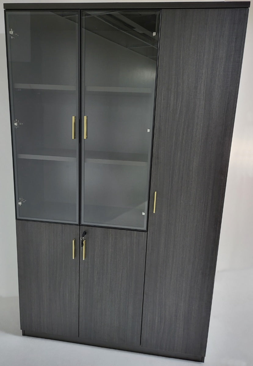Modern Modular Three Door Bookcase in Grey Oak - 1200mm Wide - BWJ-HS0412 UK