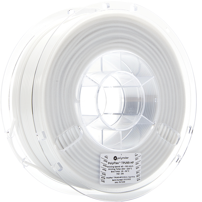 Polymaker PolyFlex TPU-95A High Speed 2.85mm True White flexible filament 1kg