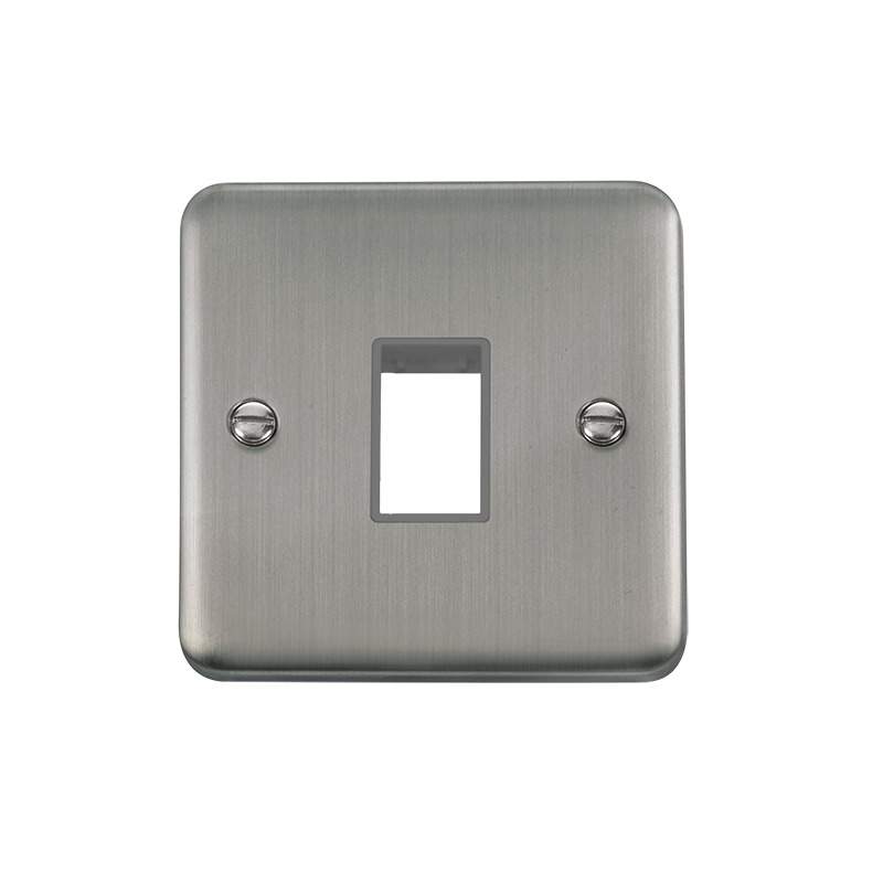 Click Deco Plus MiniGrid 1 Aperture Face Plate Stainless Steel Grey Inserts