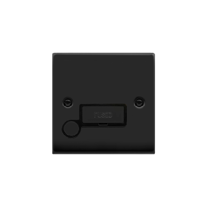 Click Deco 13A Fused 'Ingot' Connection Unit With Flex Outlet Matt Black Insert Black