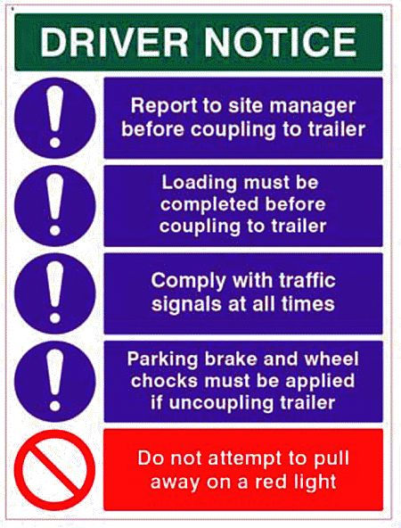 Driver notice Coupling to trailer…