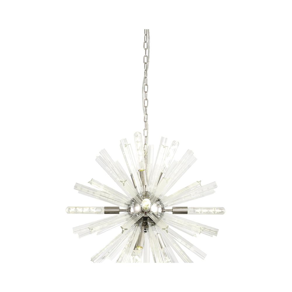 Luxuria Seneca 60cm 10 Light E14 Round Pendant Polished Nickel / Clear Glass