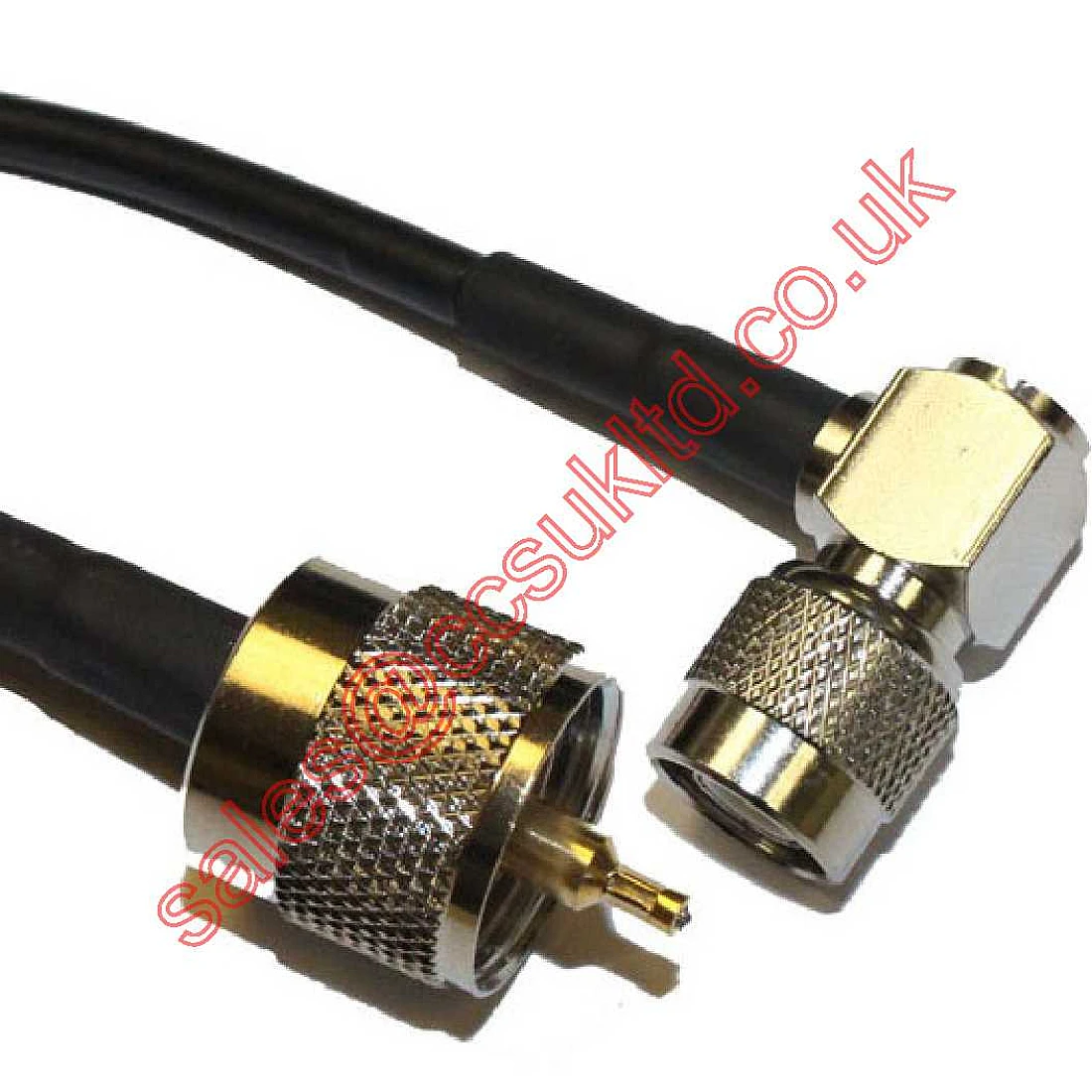 UHF PLUG TO TNC ELBOW PLUG CABLE ASSEMBLY RG223U 2.5 METRE