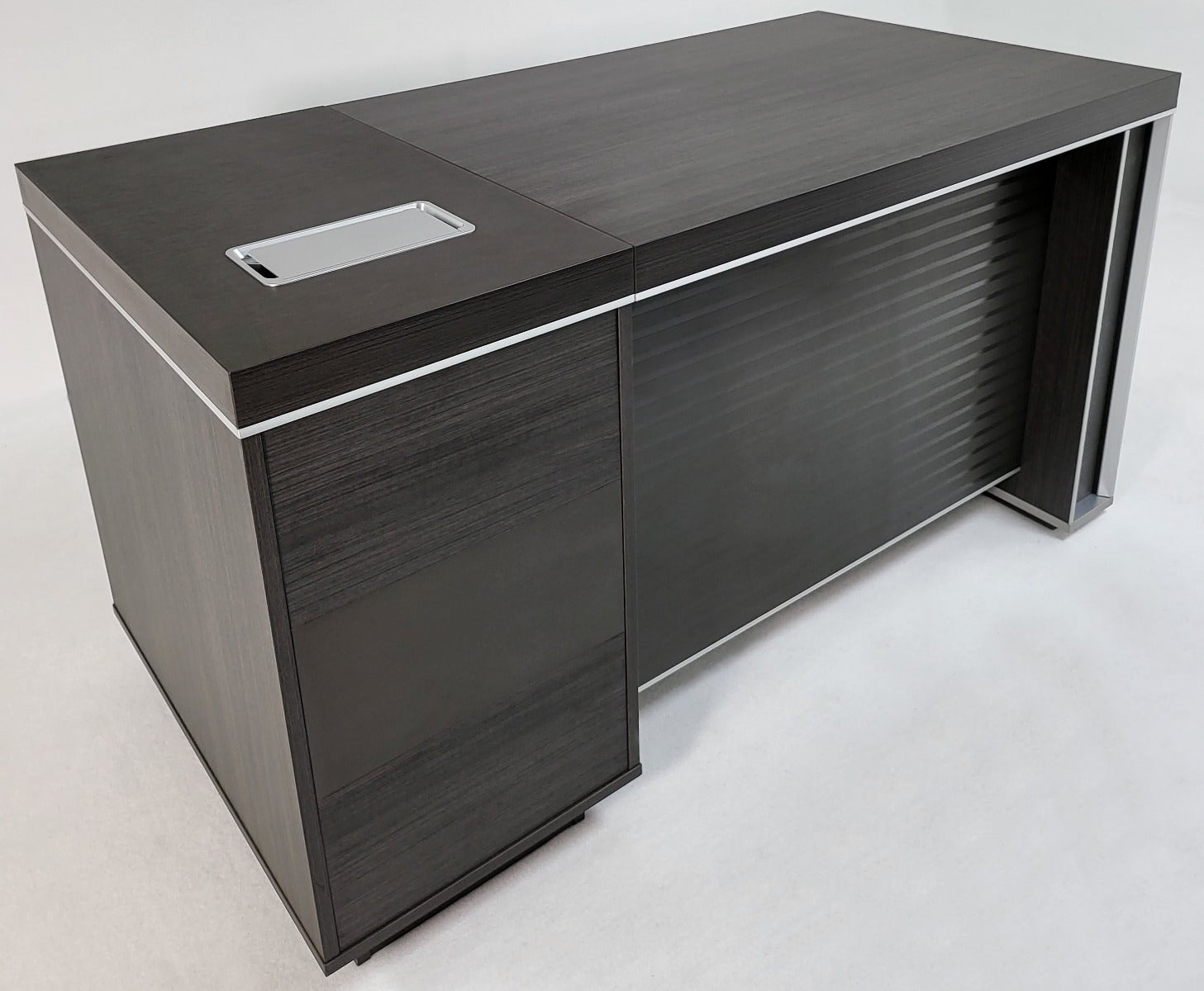 Modern Grey Oak Executive Office Desk with Built in Storage - 1400mm - BJS-X1514 North Yourkshire