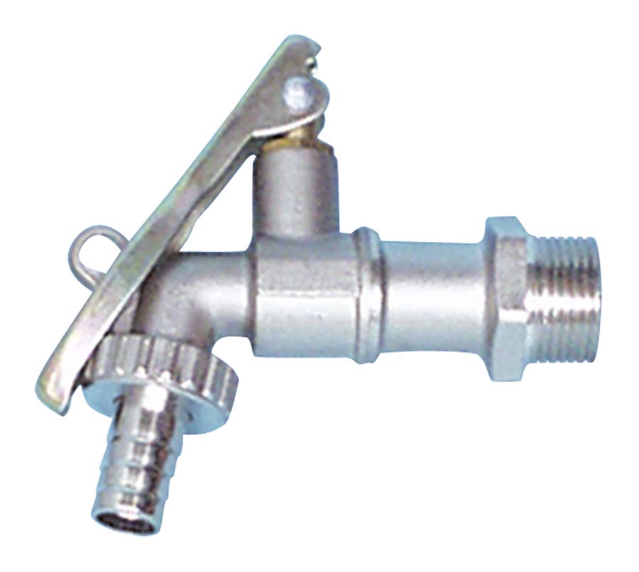 Nickel Plated Brass Drum Tap &#45; Padlock In Closed Position