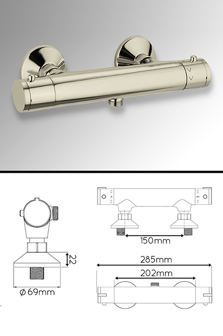 Nickel Classic Thermostatic Shower Valve (49MM)