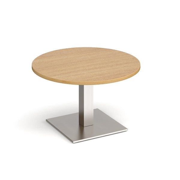 Brescia Circular Coffee Table with Brushed Steel Base - Oak