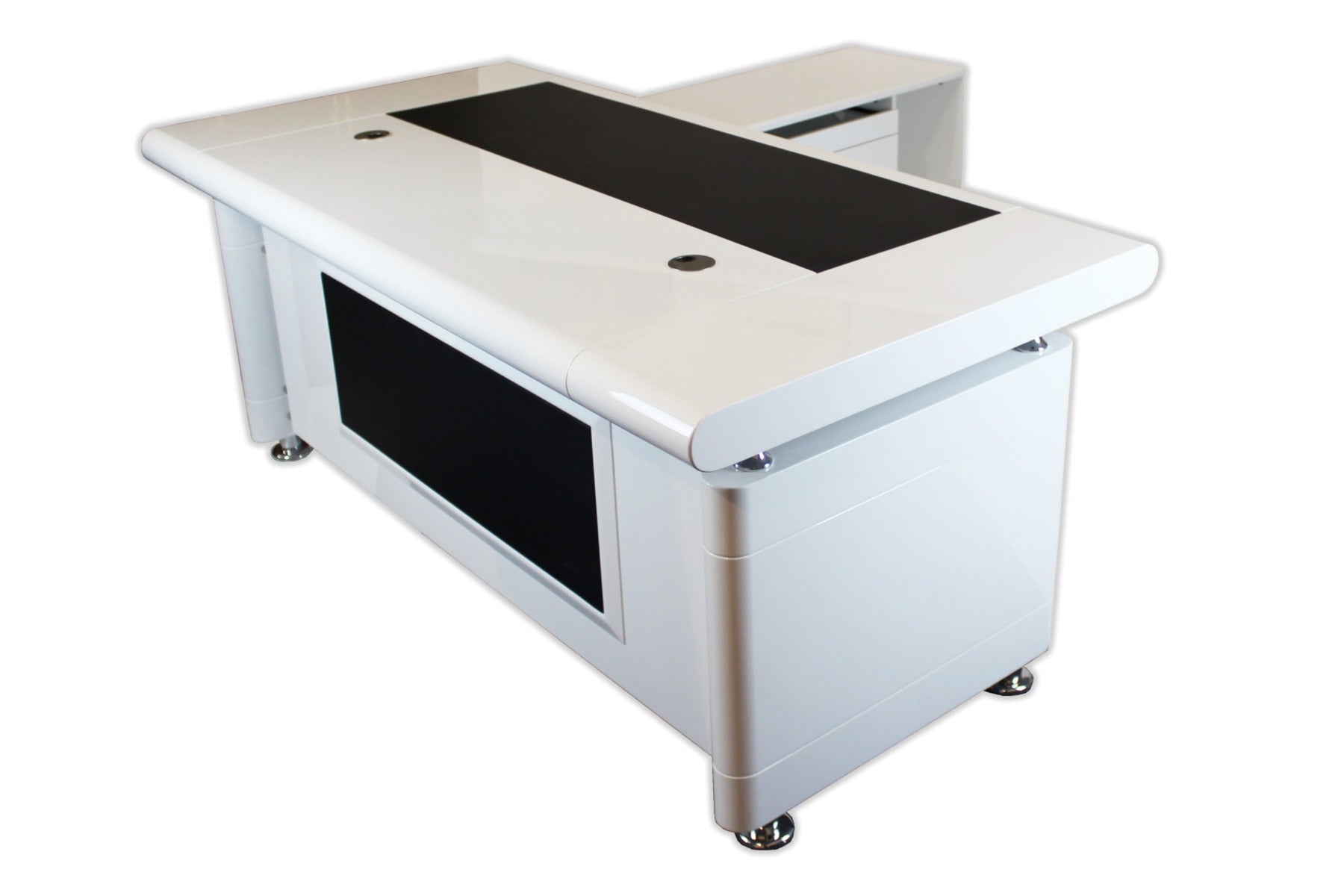 Specialising In White Gloss Executive Office Desk with Pedestal and Return - 1600mm - 1861 UK