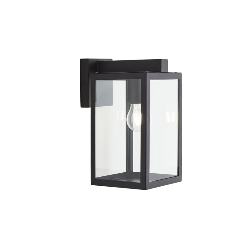 Forum Hestia Glass Panel Box Wall Lantern E27 Black