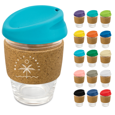 KIATO BOROSILICATE GLASS COFFEE CUP with Cork Band - 350Ml.