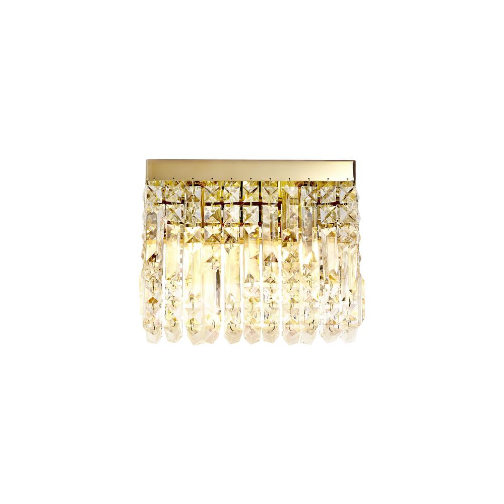 Luxuria Illumia 29x13cm Rectangular Small Wall Light 2 Light E14 Gold/Crystal