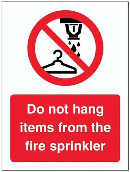 Do not hang items from fire sprinkler